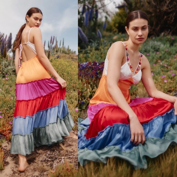 Anthropologie Dresses & Skirts - Anthropologie Rainbow v-neck maxi dress